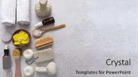  Presentation with beauty products - Cool new presentation design with ball with candle and orchid backdrop and a light gray colored foreground