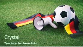  Presentation with german - Slides having germany flag - soccer ball with german fan background and a tawny brown colored foreground