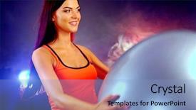  Presentation with word how to lose weight - Presentation theme having ball woman with fitball work background and a  colored foreground