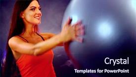  Presentation with lean - Cool new PPT theme with ball woman with fitball work backdrop and a navy blue colored foreground