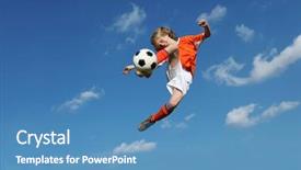  Presentation with feet - Beautiful presentation theme featuring ball young boy football backdrop and a teal colored foreground