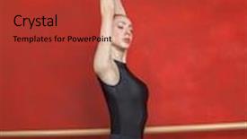  Presentation with ballerina - Beautiful PPT theme featuring ballerina dancing with hands raised against red wall backdrop and a red colored foreground