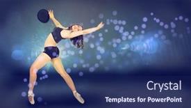  Presentation with ballerina - Cool new slides with ballerina in a black suit dances on an abstract background collage backdrop and a navy blue colored foreground