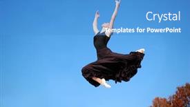  Presentation with ballerina - Slides with portrait of attractive hispanic couple on white background background and a coral colored foreground