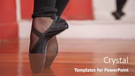  Presentation with ballerina - Slide deck having ballerina performing on wooden floor background and a coral colored foreground