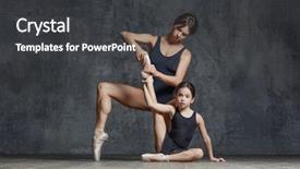  Presentation with ballerina - Presentation design enhanced with ballerina posing with the ballet background and a dark gray colored foreground