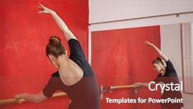  Presentation with ballerina - Slides featuring ballerina practicing in front of mirror in studio background and a red colored foreground