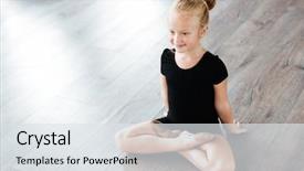  Presentation with ballerina - PPT layouts featuring ballerina sitting with legs cross background and a  colored foreground