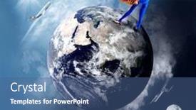  Presentation with ballerina - PPT layouts featuring ballerina stay in dancing pose on the planet earth background and a ocean colored foreground