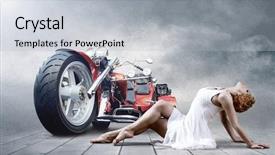  Presentation with ballerina - Beautiful PPT theme featuring dance road - ballerina with bike backdrop and a light gray colored foreground