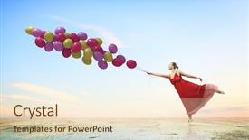  Presentation with dancing - Audience pleasing PPT theme consisting of ballerinas dancing with colorful balloons backdrop and a cream colored foreground