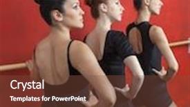  Presentation with dance - Slide set consisting of ballerinas practicing at ballet barre in dance studio background and a tawny brown colored foreground