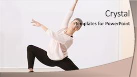  Presentation with art dance - Slide deck featuring ballet art concept young beautiful ballerina training in dance hall background and a white colored foreground