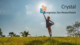  Presentation with transportation air balloon flying - PPT layouts enhanced with ballet dancer holding balloons flying background and a light blue colored foreground