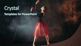  Presentation with red leather cricket ball hitting - Colorful presentation design enhanced with ballet dancer in red dress backdrop and a wine colored foreground