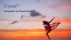  Presentation with ballet - Audience pleasing slides consisting of ballet dancer jumping at sunset backdrop and a light blue colored foreground