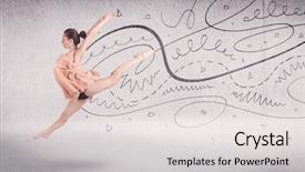  Presentation with art dance - Cool new slide deck with ballet dancer performing art dance backdrop and a light gray colored foreground