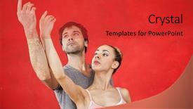 Presentation with trainer - Audience pleasing presentation consisting of ballet dancer performing with trainer against red wall backdrop and a red colored foreground