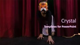  Presentation with curtain - Beautiful theme featuring ballet dancer wearing mask crawling through the stage curtain backdrop and a wine colored foreground
