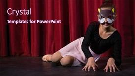  Presentation with curtain - Amazing theme having ballet dancer wearing mask crawling through the stage curtain backdrop and a wine colored foreground