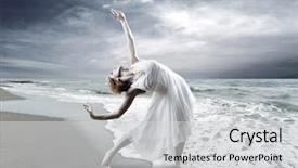  Presentation with beach - Theme enhanced with ballet dancing - woman dancer posing background and a  colored foreground