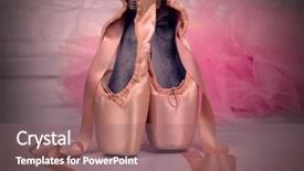  Presentation with ballet - Colorful PPT theme enhanced with ballet pointe shoes on floor backdrop and a violet colored foreground