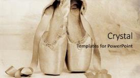  Presentation with ballet - PPT theme enhanced with ballet pointe shoes on floor background and a coral colored foreground