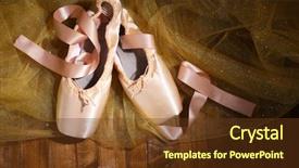  Presentation with military shoes - Colorful presentation design enhanced with ballet pointe shoes on wooden backdrop and a tawny brown colored foreground