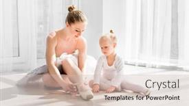  Presentation with ballet - Colorful slide deck enhanced with ballet-teacher-sitting backdrop and a soft green colored foreground