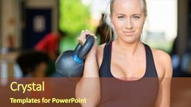  Presentation with portrait of excited overjoyed female - Presentation with ballistic - portrait of confident female athlete background and a red colored foreground