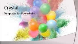  Presentation with color powder - Cool new PPT theme with ballon - color balloons and powder explosion backdrop and a lemonade colored foreground