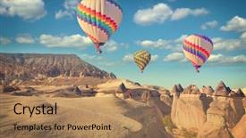  Presentation with balloon - PPT theme featuring ballon - vintage photo of hot air background and a coral colored foreground