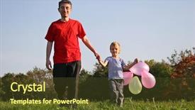  Presentation with father and son - Amazing presentation theme having ballon man - father with son and balloon backdrop and a  colored foreground