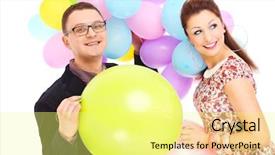  Presentation with elegant colorful animated - Beautiful slide set featuring ballon man - nice elegant young couple backdrop and a  colored foreground