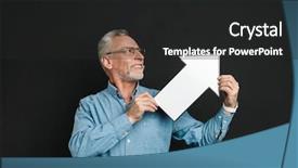  Presentation with 60s - Colorful PPT theme enhanced with ballon man - photo of bearded gentleman 60s backdrop and a dark gray colored foreground