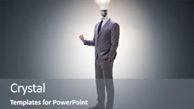  Presentation with idea - Presentation theme having balloon glow - businessman in bright idea concept background and a gray colored foreground