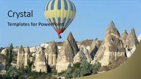  Presentation with fairy - Presentation theme having balloon over fairy chimneys typical rock formation in cappadocia turkey background and a light blue colored foreground