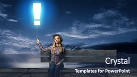  Presentation with balloon - Colorful PPT theme enhanced with balloon shaped like exclamation mark backdrop and a navy blue colored foreground