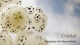  Presentation with balloon - Colorful PPT layouts enhanced with balloon-with-footballs-soccer-supporter backdrop and a mint green colored foreground