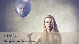  Presentation with balloon - Slide deck having balloon with her face background and a soft green colored foreground