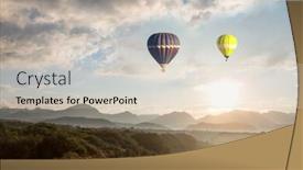  Presentation with balloons - Colorful presentation theme enhanced with balloons-above-travel-natural-background backdrop and a soft green colored foreground