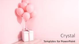  Presentation with corner - Cool new PPT theme with balloons-and-gift-box backdrop and a lemonade colored foreground