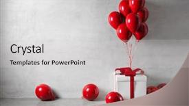  Presentation with balloons - Amazing slide set having balloons and white gift box backdrop and a light gray colored foreground