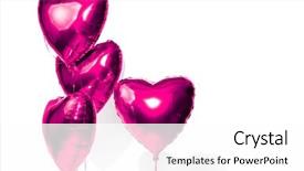  Presentation with purple heart - Presentation theme enhanced with balloons bunch of purple heart background and a white colored foreground