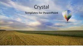  Presentation with green hills - Presentation design featuring balloons fly over the green background and a light blue colored foreground