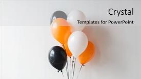  Presentation with birthday party - Slides consisting of balloons for halloween or birthday background and a light gray colored foreground