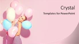  Presentation with balloon - Colorful slide set enhanced with balloons laughing over pink background backdrop and a lemonade colored foreground