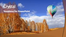  Presentation with balloons - Colorful PPT theme enhanced with balloons start fly on forest backdrop and a teal colored foreground