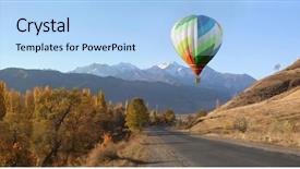  Presentation with balloons - PPT theme featuring balloons start fly on forest background and a light blue colored foreground