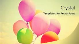  Presentation with vintage retro - Presentation theme having balloons toned with a retro background and a soft green colored foreground